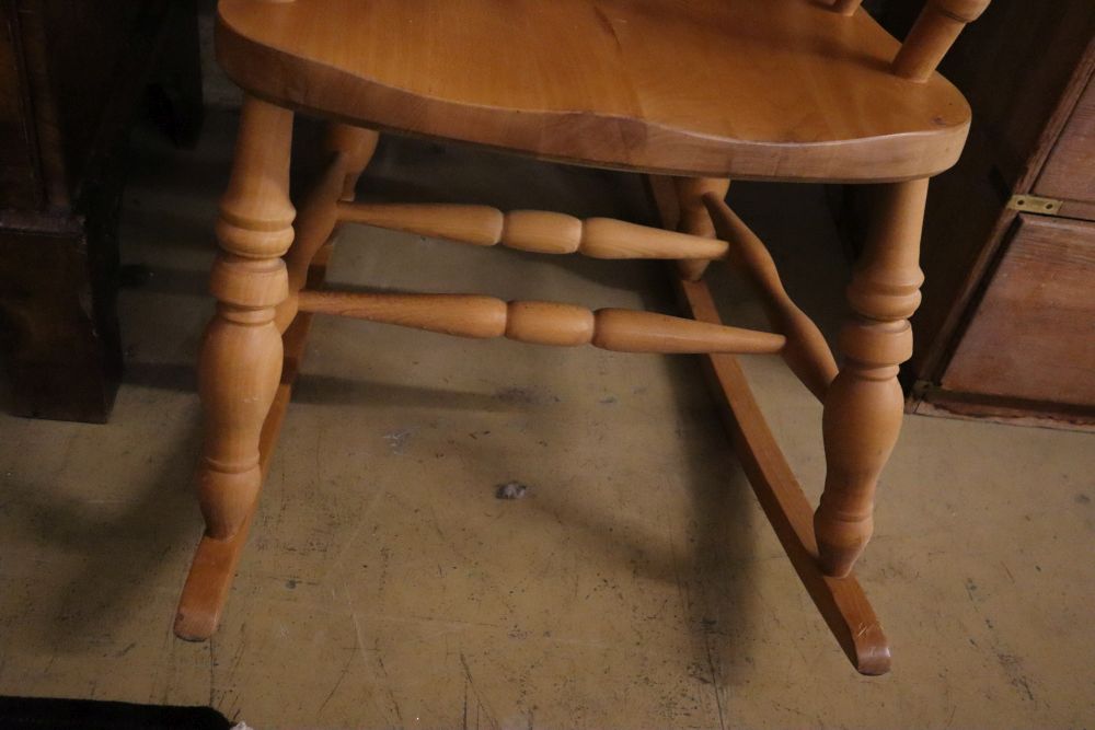 A pine and beech Windsor rocking chair